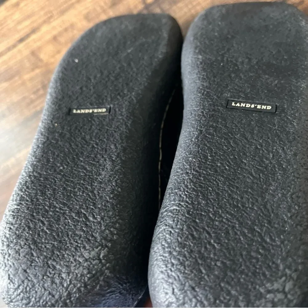 Lands' End Black Suede Fleece Lined Winter Ankle Boots with Zipper Size 10 B